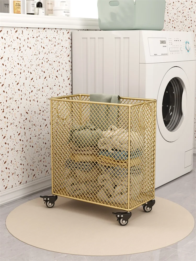 Nordic simple wrought iron dirty clothes basket dirty clothes storage basket household laundry Lou bathroom clothes bucket baske