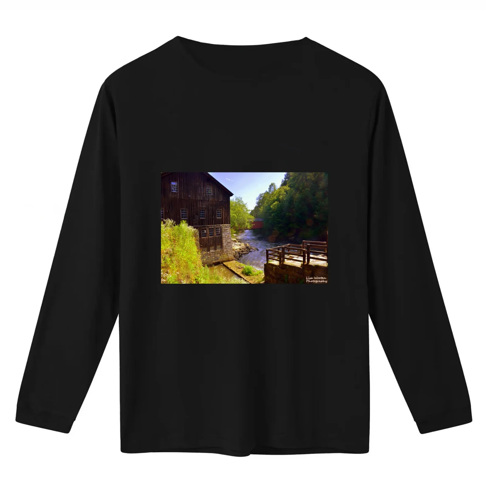 Old Mill And Covered Bridge At McConnells Mill State Park PA T-Shirt Summer Casual Cotton Tee Oversized Streetwear Tops
