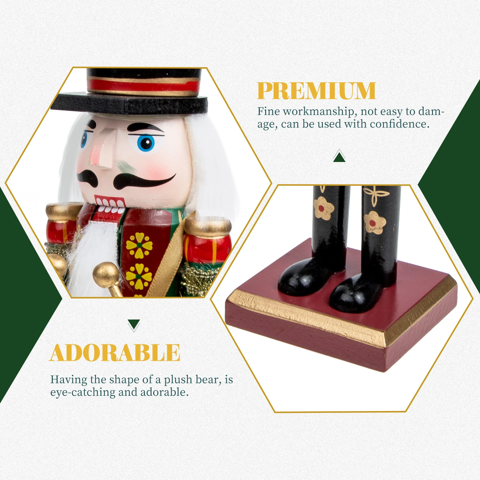 

1pcs Wooden Nutcracker Christmas Gift Nutcracker Tabletop Decor Xmas Ornament Desktop Craft Figure