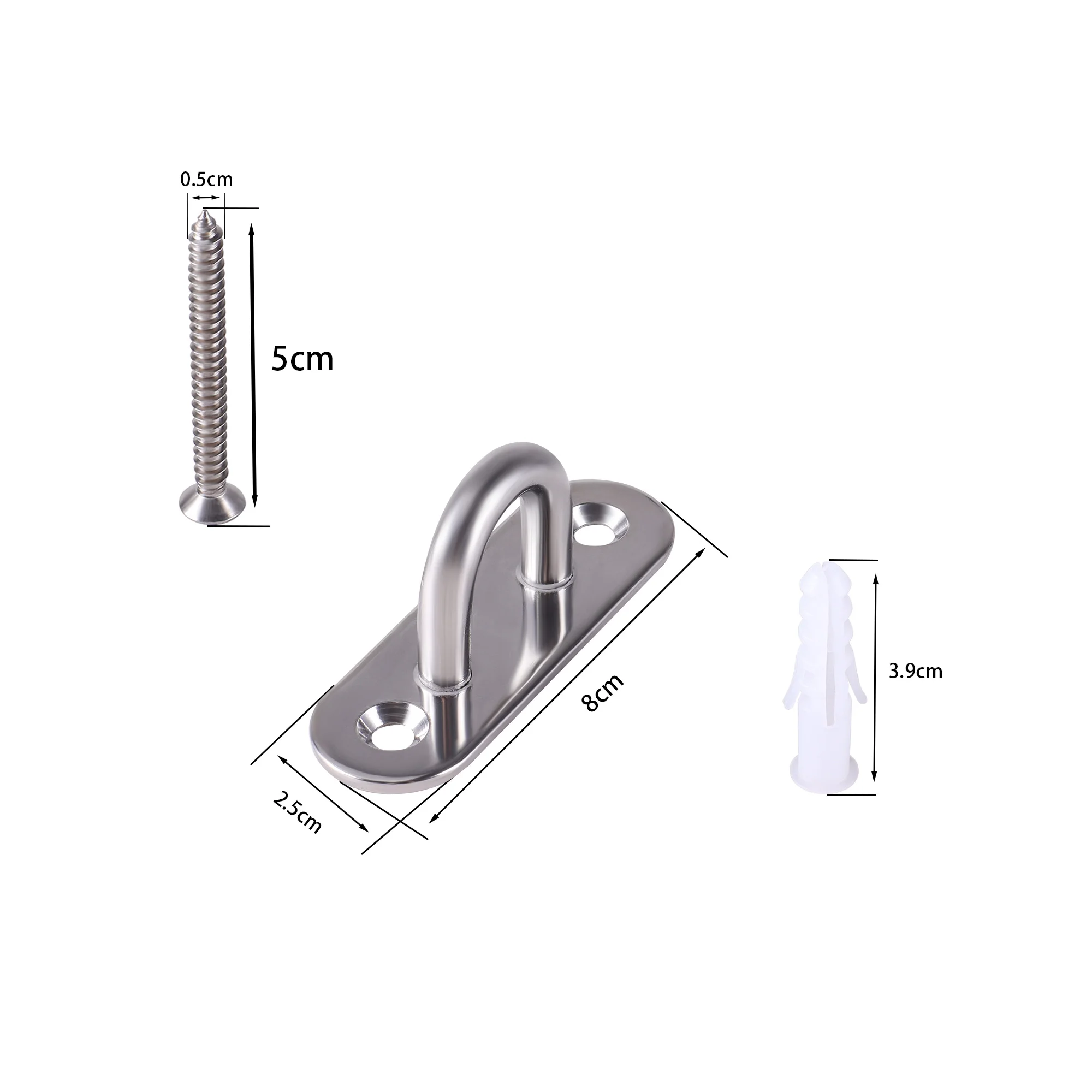 4pcs 304 스테인레스 스틸 천장 후크 패드 아이 플레이트 U 모양 루프 나사 마운트 다기능 벽 마운트 후크 루프