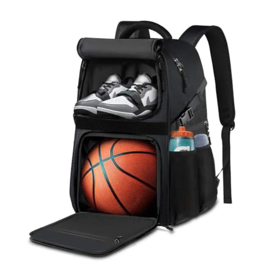 

Basketball Bag Backpack with Ball Holder Shoes Compartment Large Basketball Accessories Sports Bag