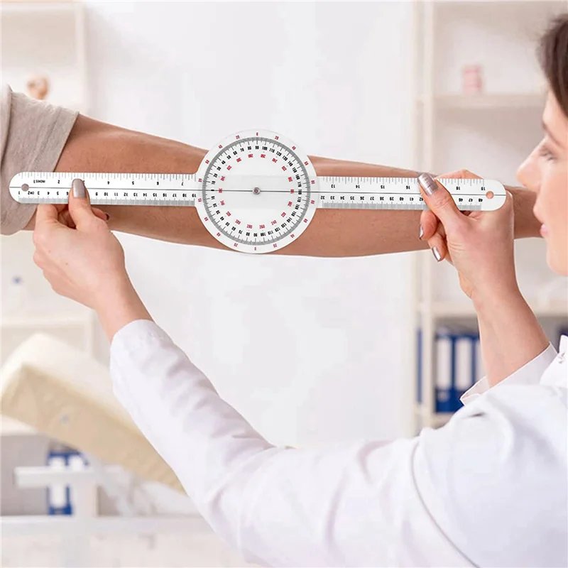 AB47-3 Stuks 12 Inch Goniometer, Transparante Orthopedische Hoekliniaal Plastic Goniometer 360 Graden Spinale Goniometer
