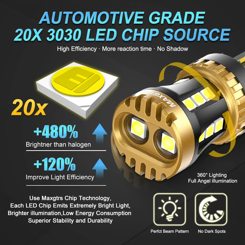 2Pcs 1157 BAY15D T20 LED 7440 W21W Led Bulbs WY21W Reverse Parking Lamps 1156 P21W Daytime Running Light 6500K White Yellow Red