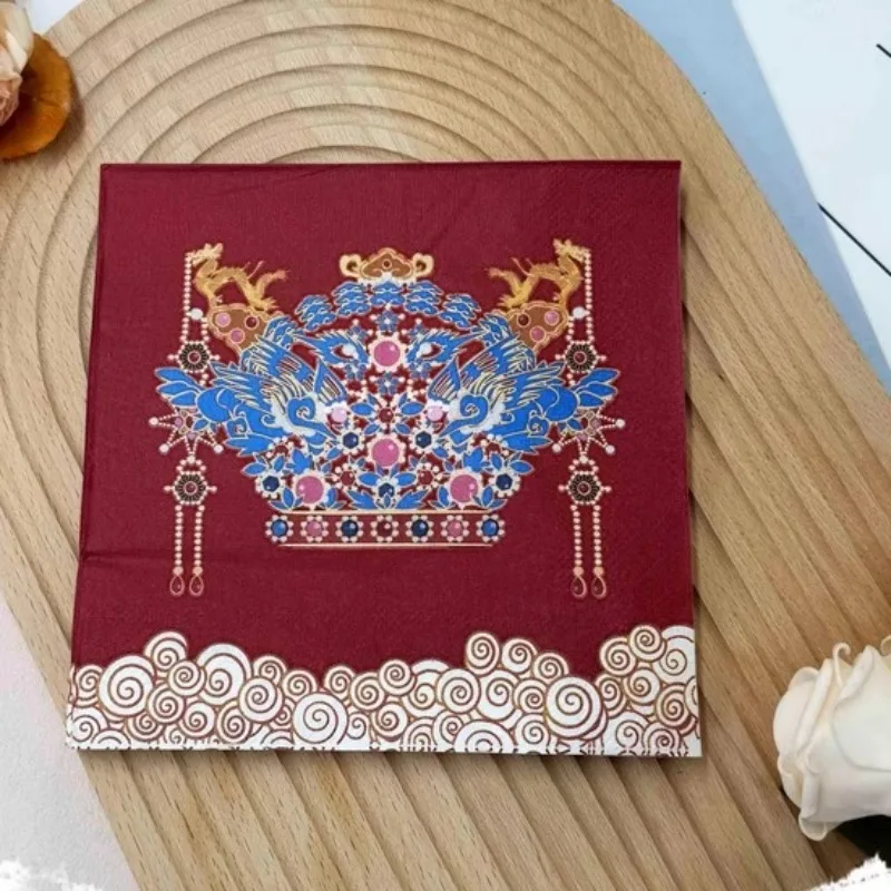 10/20 шт. 33 см 2-слойные салфетки в китайском стиле с принтом короны Феникса, хит продаж, украшения для вечеринки, салфетки, бумага для декупажа «сделай сам»