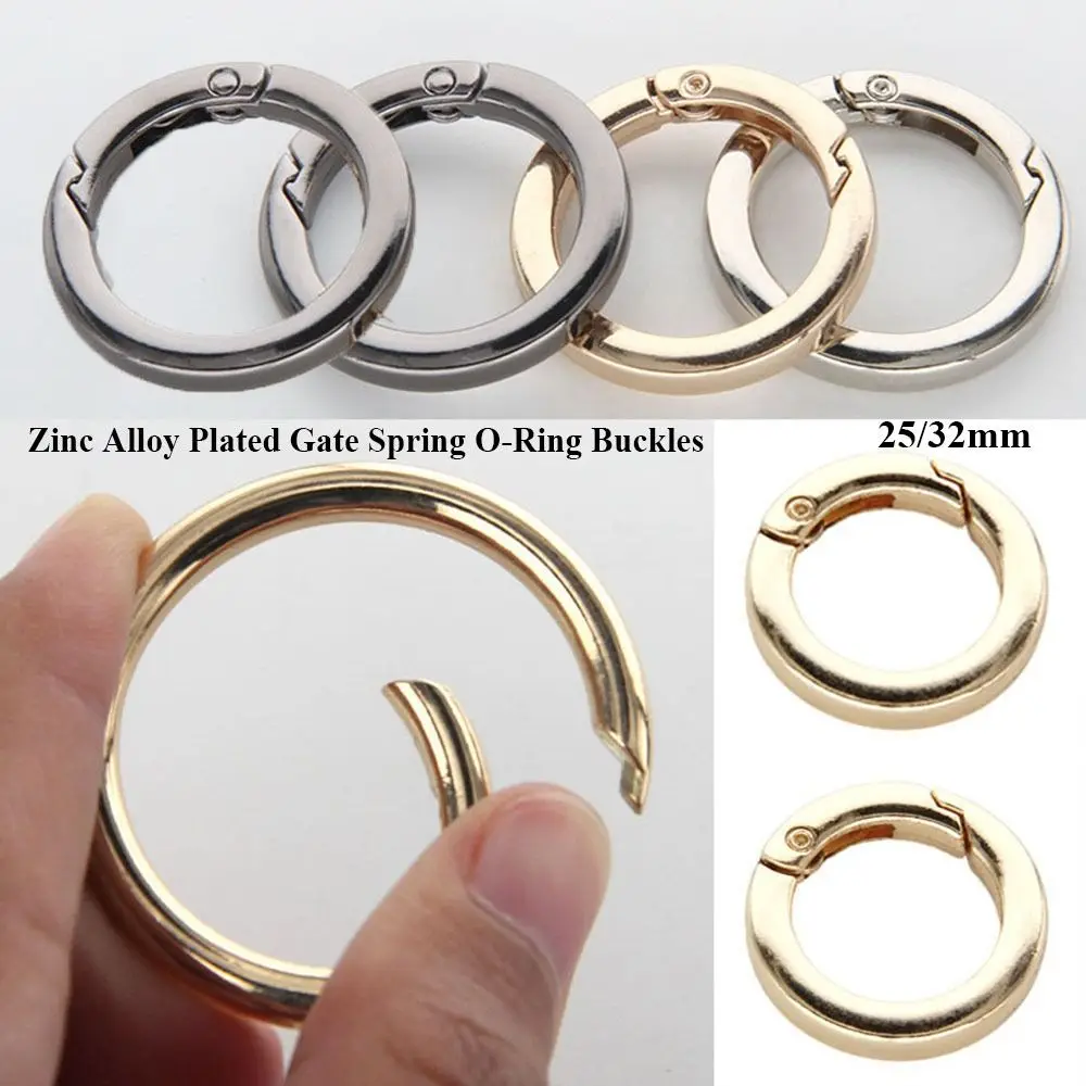 4pcs 25mm/32mm Spring O-Ring Buckles Round Shape Black Gold Silver Bag Belt Buckle Zinc Alloy Round Push Trigger Purses Handbags