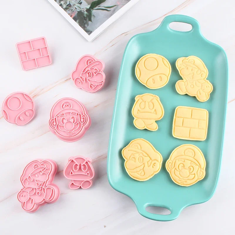 6pcs Super Mario Bros Baking Accessories Cookie Mould Cake Mold Cookie Decorating Plastic Cookie Cutter Christmas Gift