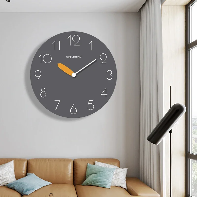 Roundness Hanging Wall Clock Decoration Fitment Home Decor Living Room Study Wall Clock Luxury Minimalism Reloj De Pared Sala