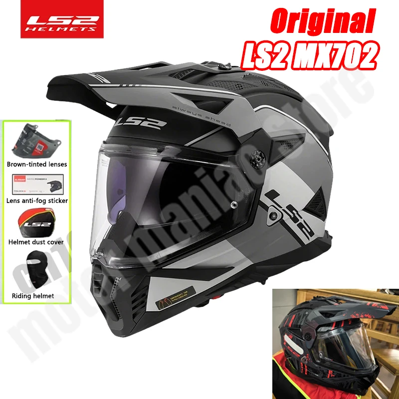 

LS2 Original MX702 Motorcycle Double Lens Tension Helmet Full Helmet MX702 ADV Motorcycle Touring ECE Certification Casco Moto