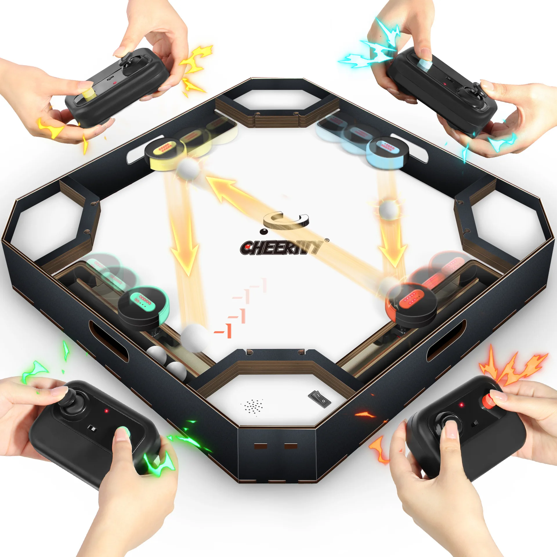 TBFIT Family Entertainment Wooden Pinball Machine Battle Game with Electronic Scoring for Two Three Four Players Handheld Games