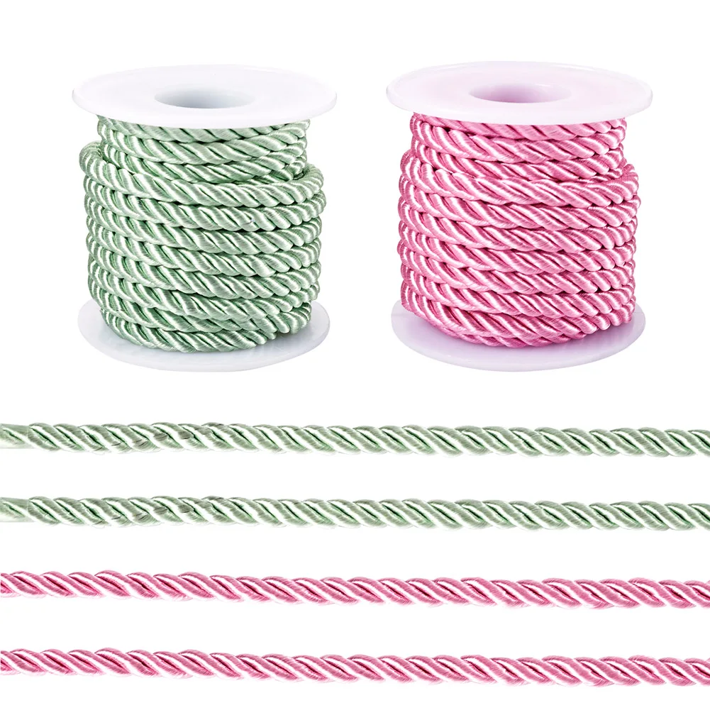 

2 Rolls 5mm Polyester Cord Twisted Twine Cord Thread Mixed Color for Jewelry Making Necklace Bracelet Accessories Home Decor