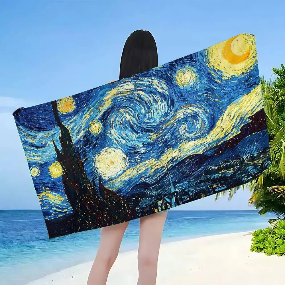 Van Gogh Art Microfiber Blanket Quick Drying Beach Towels Oversized Printing Super Absorbent Pool Towel Blanket