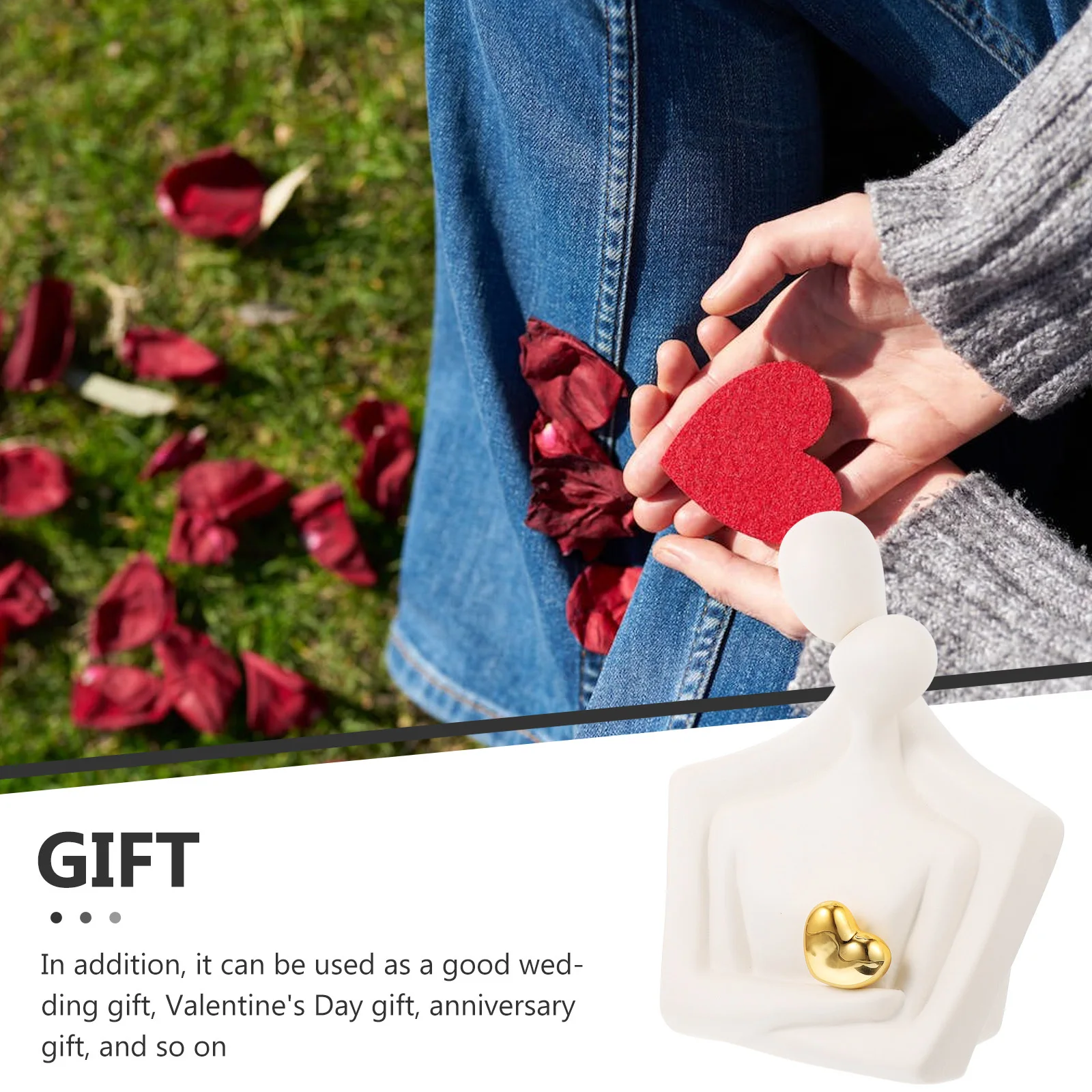 

Ceramic Couple Sculpture Unique Abstract Lover Hugging Sculpture Stable Desktop Ornament Romantic Home Decoration Valentine's