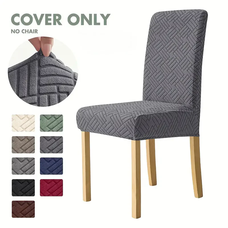 

1/2/4/6pcs Nordic Jacquard Dining Chair Cover Solid Stretch Kitchen Chair Seat Slipcover Spandex Chair Protector Wedding Party