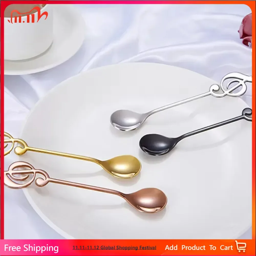 

Musical Note Coffee Spoon Stainless Steel Kitchen Spoons Dessert Scoops Bright Mirror Finish Portable Lightweight Modern Design