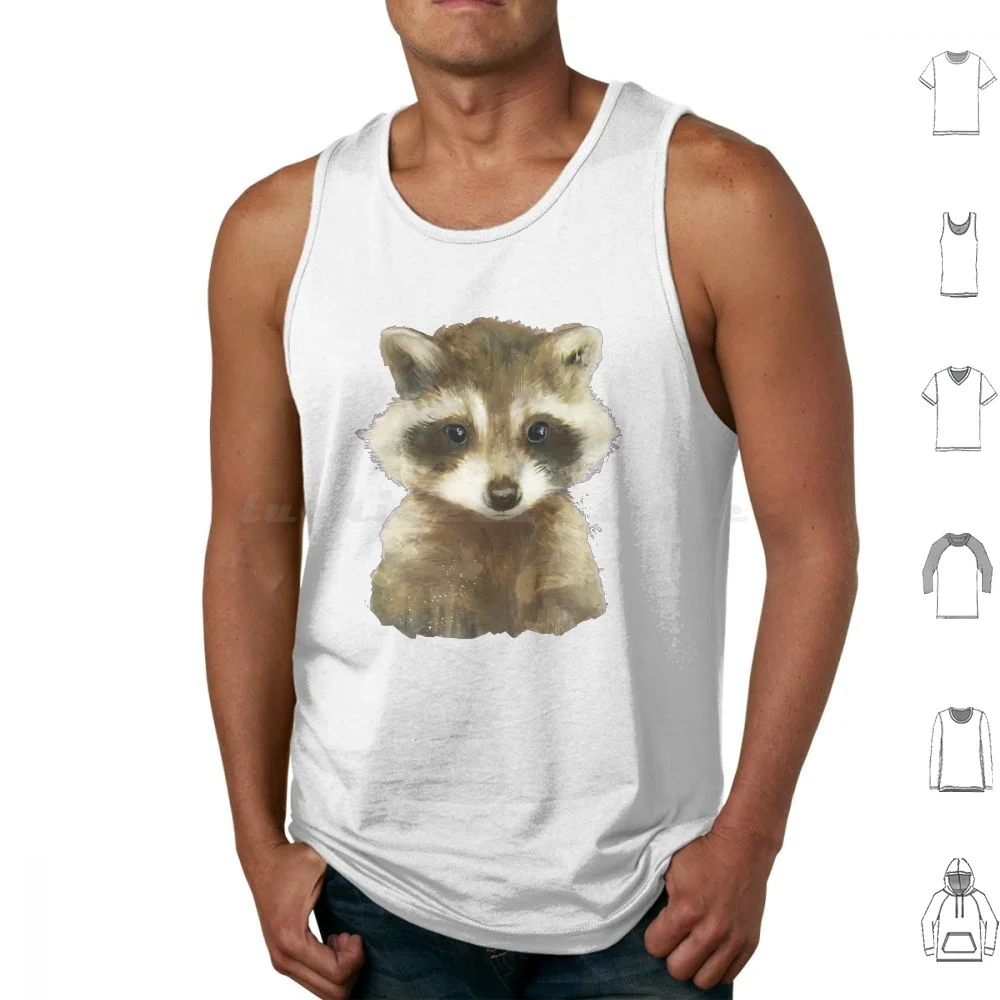 Little Raccoon Tank Tops Vest Sleeveless Raccoon Little Tiny Animal Creature Woodland Forest Collection Baby Series Nursery