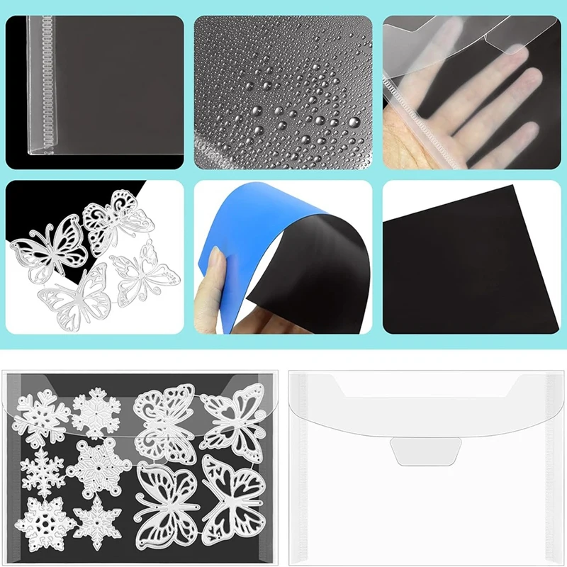 48 Pcs Double-Sided Stamp And Die Storage Pockets With Rubber Magnetic Sheets,Receipt Holder For Card Making