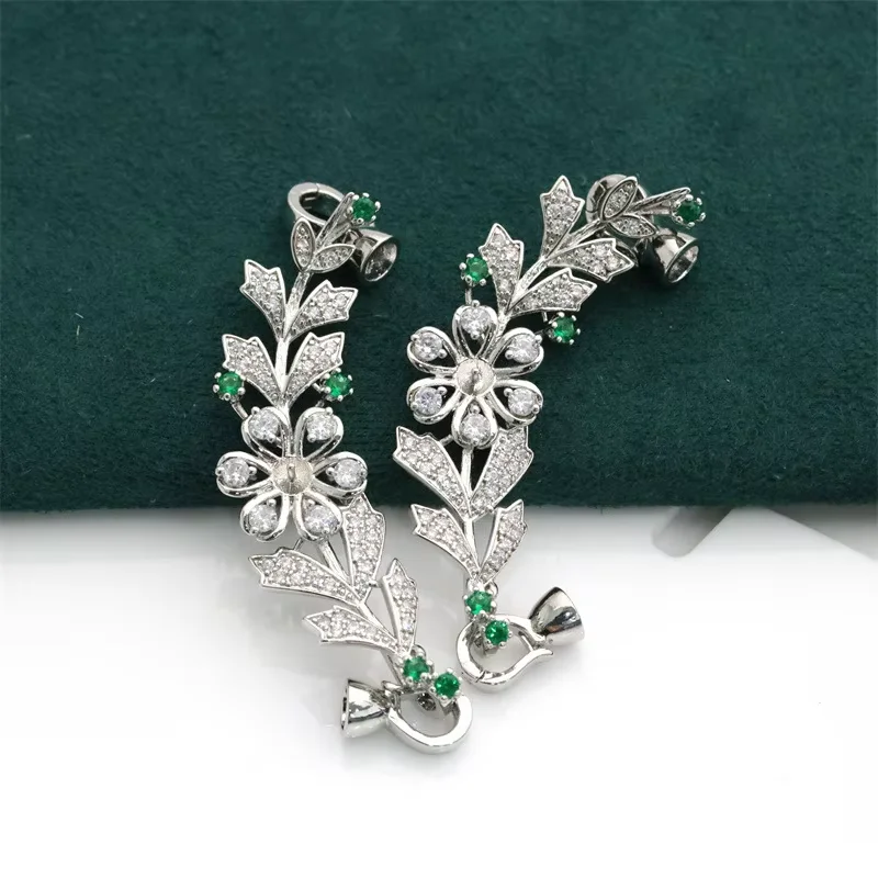 65X16mm White gold plated cubic zircon CZ pendant Flower connector for necklace pendant Jewelry DIY Jewelry Findings