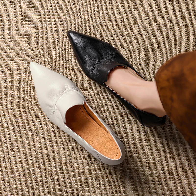 2026 new spring summer women pumps natural leather plus size 22-25.5cm sheepskin+pigskin pointed toe high heel women shoes