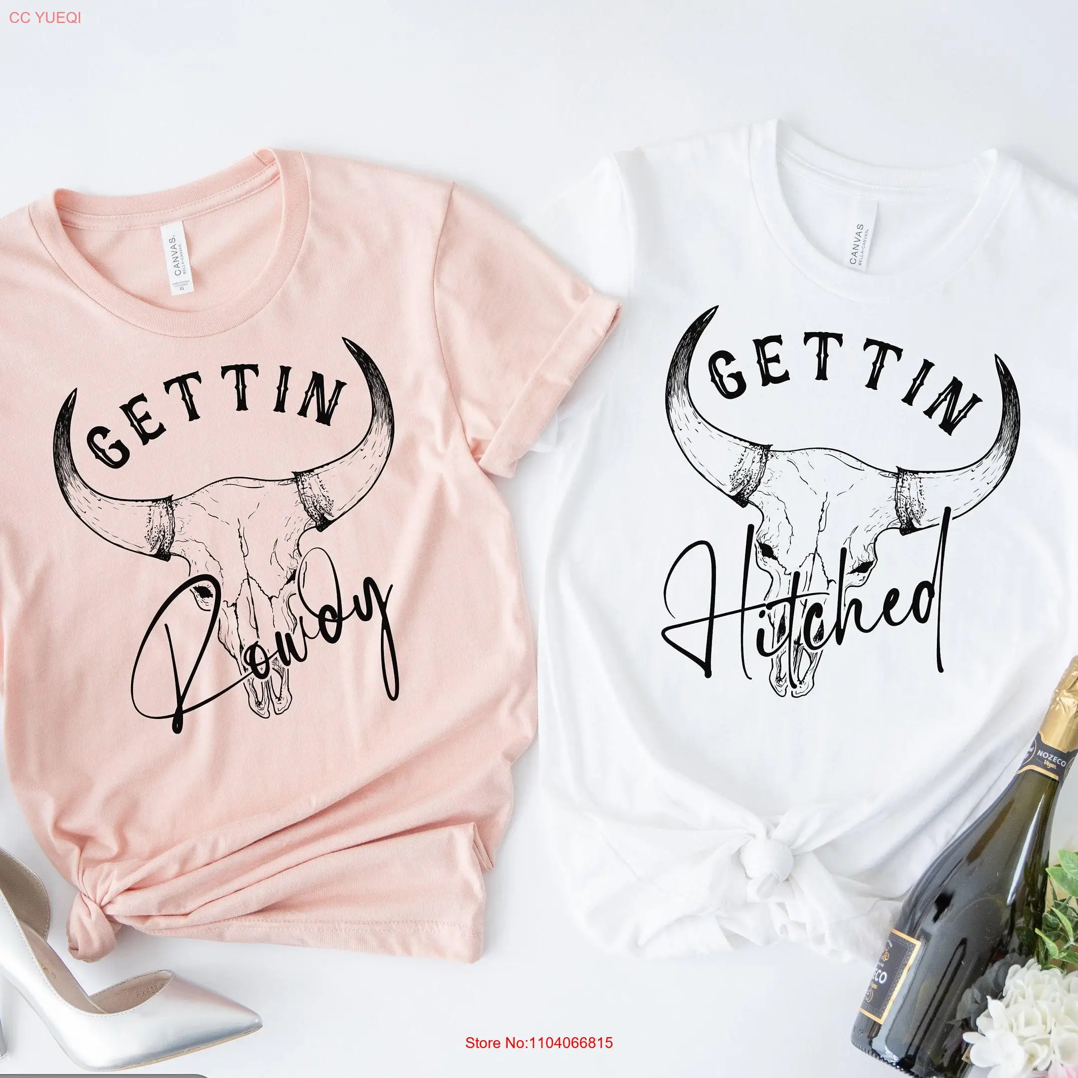 

Футболка Getting Hitched Rowdy Nashville Bachelorette Cowgirl Country Party Bride с длинными или короткими рукавами