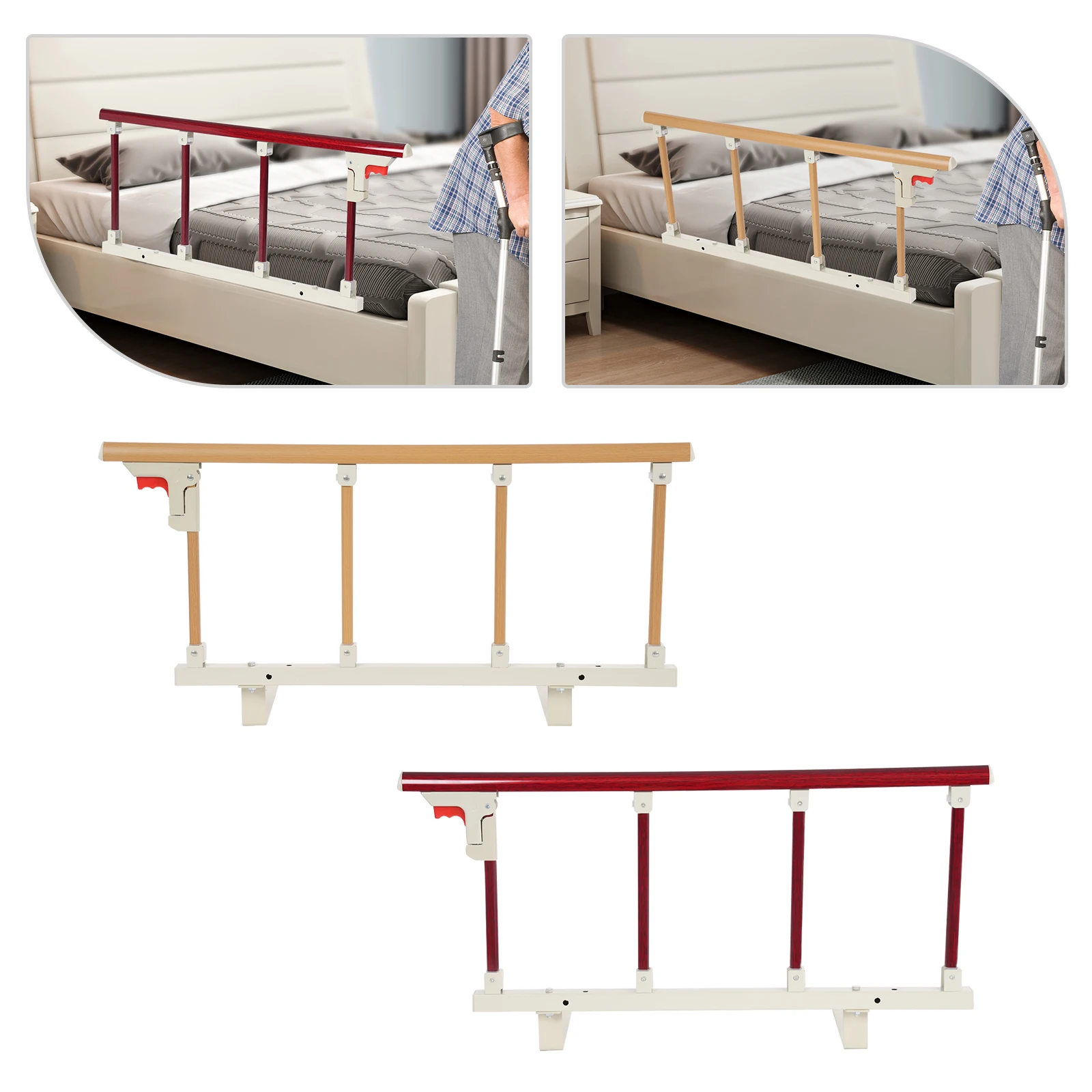 حاجز أمان بجانب السرير قابل للطي لكبار السن - دعم قابل للتعديل لكبار السن، يعزز الأمان والراحة بجانب السرير