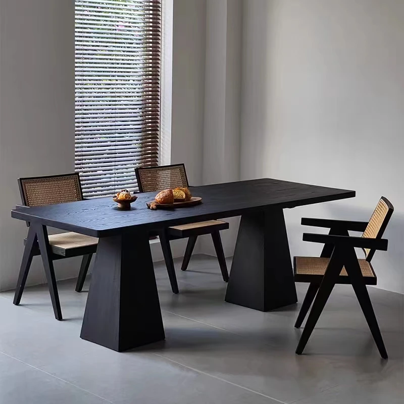 

New Chinese style black solid wood dining table