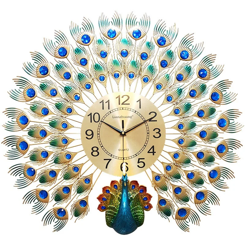 

Metal Wall Clock Peacock Home Decoration for Living Room Dining Room Sofa Background Bohemian Wall Art Horizontal 20 Colorful