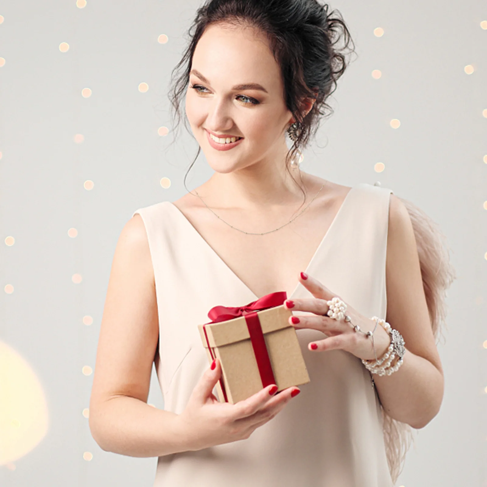 قلادة أنيقة مطرزة بالخرز، مجوهرات بسيطة للحفلات اليومية، سلسلة قمر صناعية بتصميم متين وصديقة للبشرة #2