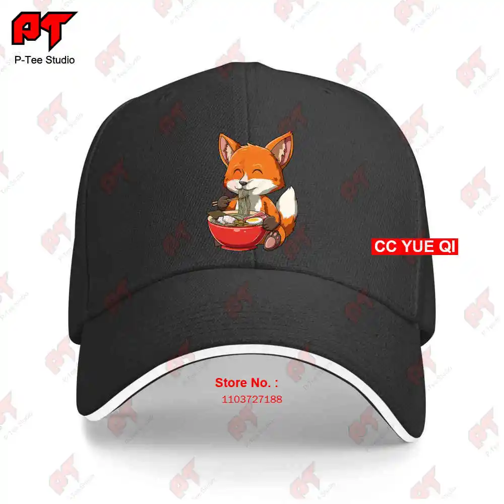 Fox Eating Ramen Ramen Noodle Lovers Fox Themed Baseball Caps Truck Cap 2O2X