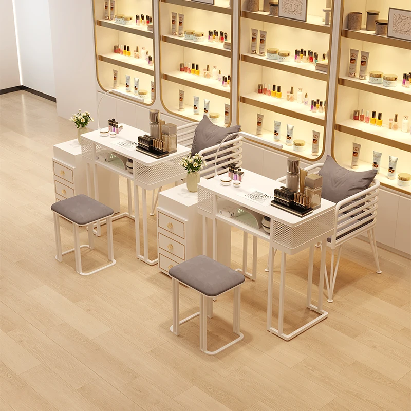 #French Profesional Nail Desk Luxury Minimalist Glamour Unique Nail Table Premium Beauty Mesa Manicura Nail Salon Furniture