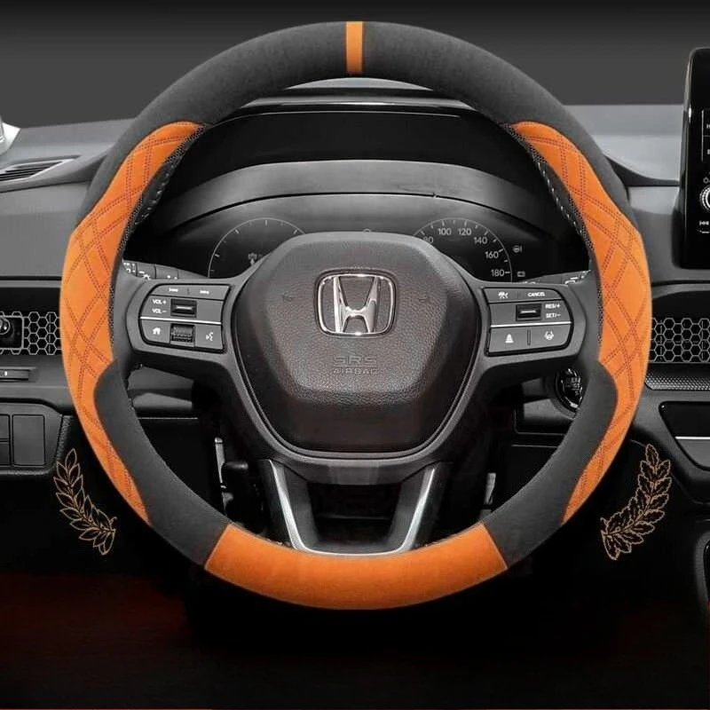 Soft Suede Steering Wheel Protector Two Color Non Slip Cover For Honda Civic CR-V HR-V Accord City Jazz Pilot BR-V