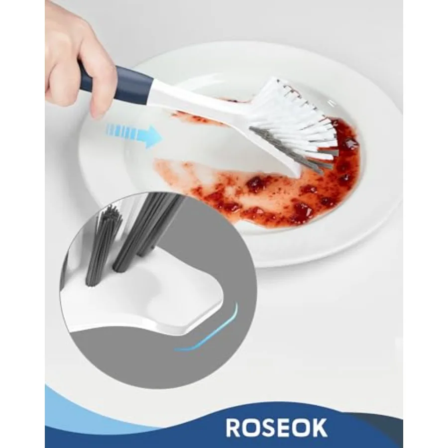 Dish Brush, Dish Scrubber, Nylon Bristles with Built-in Scraper For Cleaning Dishes, Pots, Non-Stick Pans and Sinks,,2 Pack