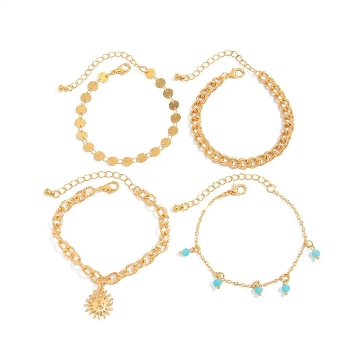 

PuRui 4 Pcs/Set Trendy Bohemian Imitation Crystal Sunflower Bracelets Creative Exquisite Party Banquet Y2k Jewelry Accessories