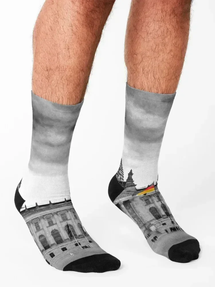 Reichstag Building Deutscher Bundestag Berlin Germany Socks cartoon happy retro new in's Women Socks Men's