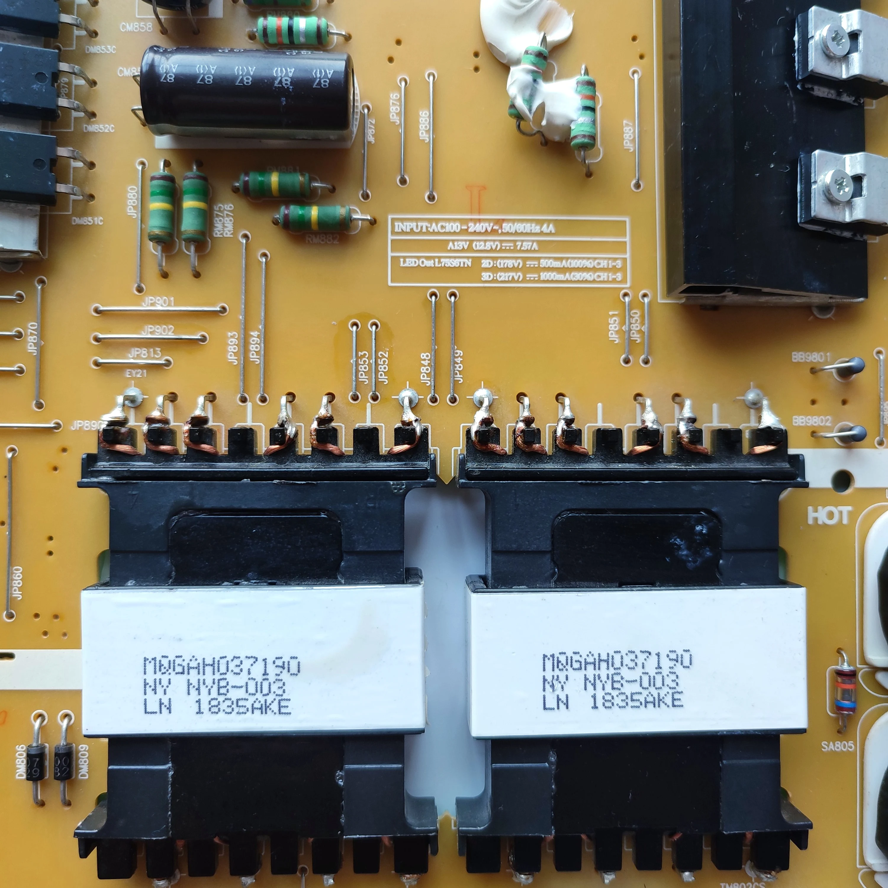 Echte Originele Voeding Board BN44-00809A L75S6TN-FDY Rev 1.3 Voor Ue75mu6105 Ua75mu6100 Un75mu6300fxza Tv Onderdelen