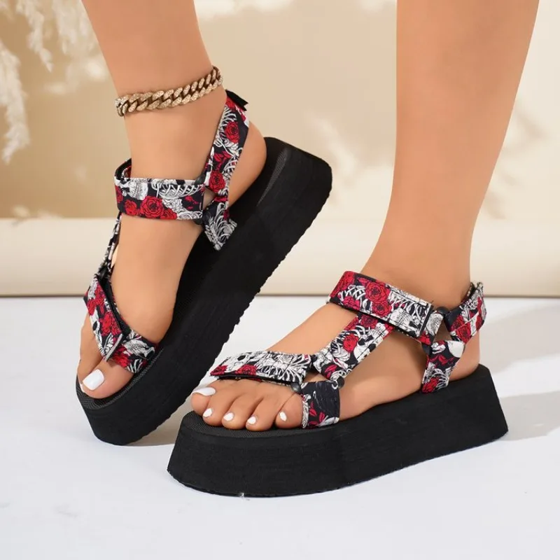 

Ladies new summer thick soled shoes Women comfort cloth Sandals Beach Set Foot Sandals exposed toe Light Casual Slippers