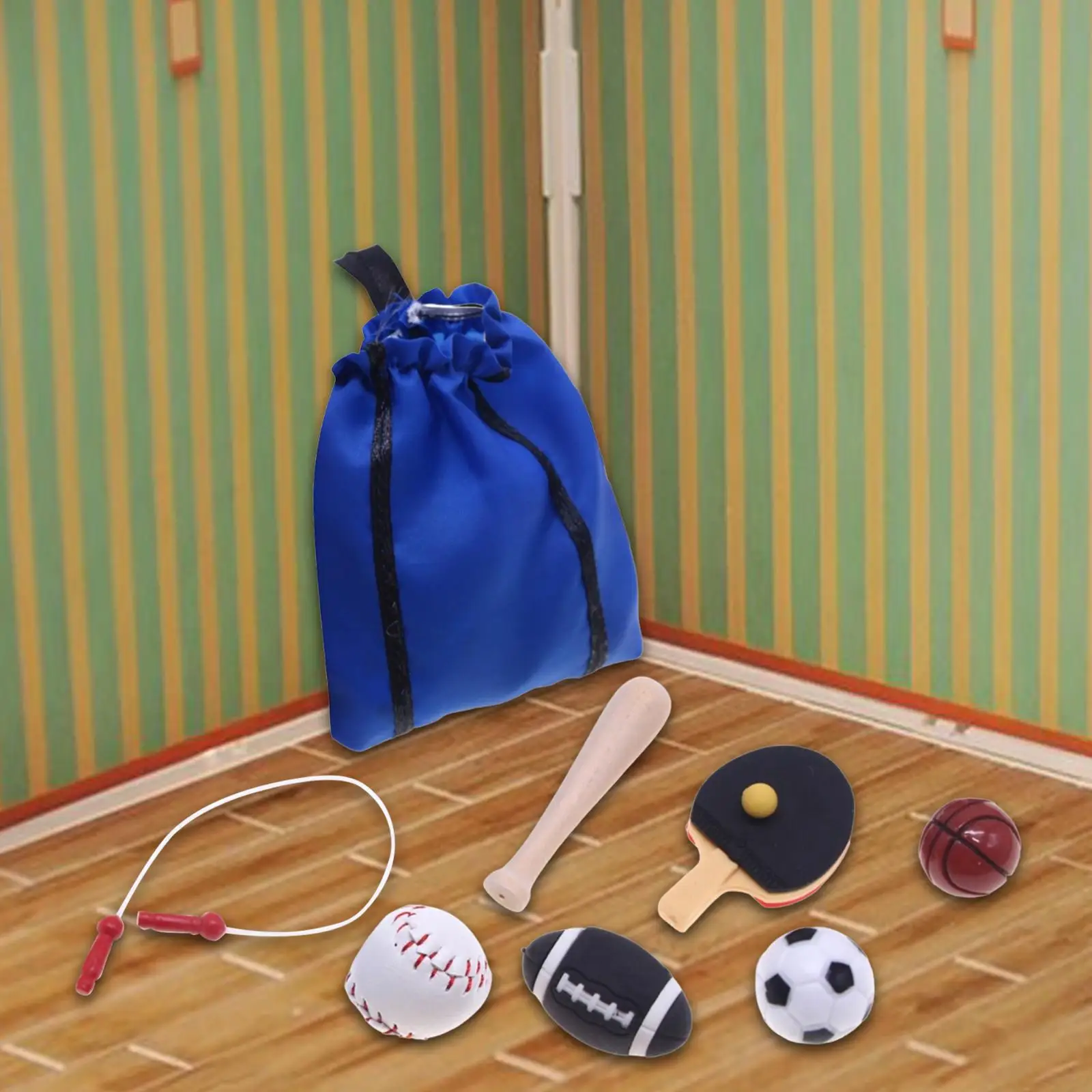 

Dollhouse Miniature Sports Set Educational Learning Toys Decoration Multifunctional Dollhouse Sports Equipment for Home Girls