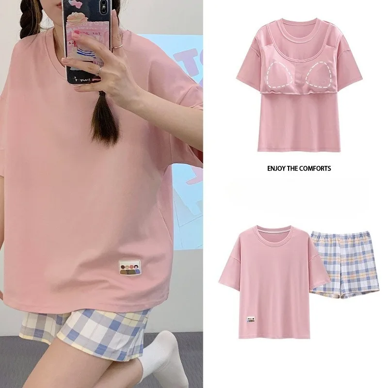 Pyjama-Set Bajama Sommer Damen Schlafanzug für Frauen Nachtwäsche Damen Sommeranzug mit Shorts Loungewear-Sets für Damen – Detail 13