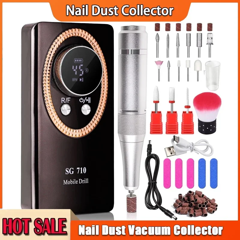 

Portable Electric Nail Drill Machine 45000RPM Rechargeable Manicure Cutter with LCD Display for Acrylic Nail File