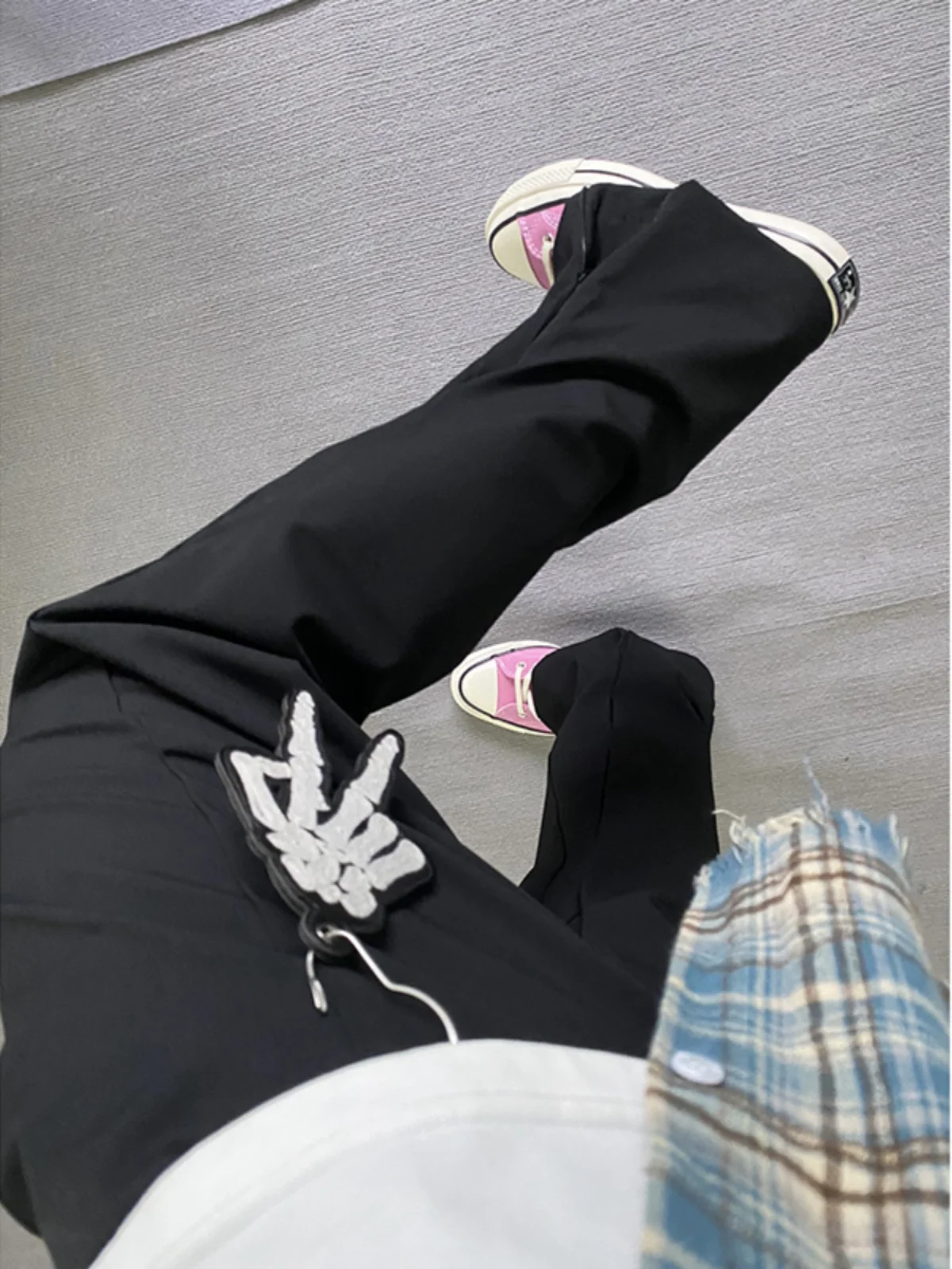 

Men's Straight Leg Suit Pants Zipper Cuff Extended Length Casual West Pants Autumn High Rise Drapey Flared Loose Fit Youthful