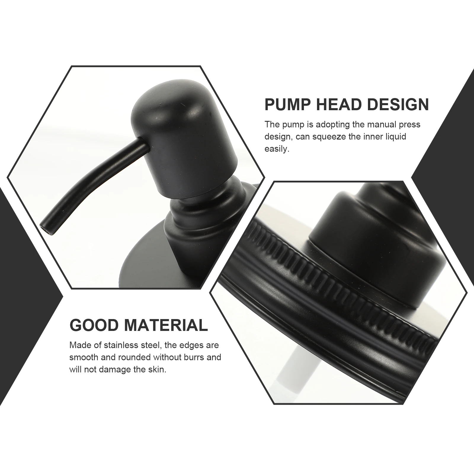 2Pcs Premium Metal Dispenser Pump Lid Replaceable Bottle Top for Lotion and Shampoo Smooth Edge Portable Canning Jar Pump Cover