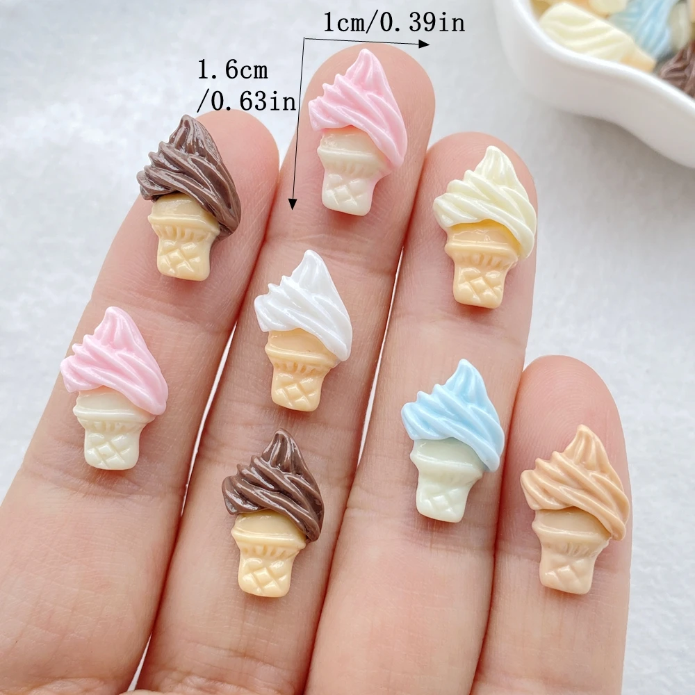 30Pcs Cute Resin Mini Cartoon Ice Cream FlatBack Cabochon Ornament Jewelry Making Manicure Hairwear Accessories