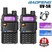 1-2PCS BAOFENG UV-5R 5W Dual Band FM Two Way UHF/VHF Ham Radio Two Way Walkie Talkie + Free Earpiece