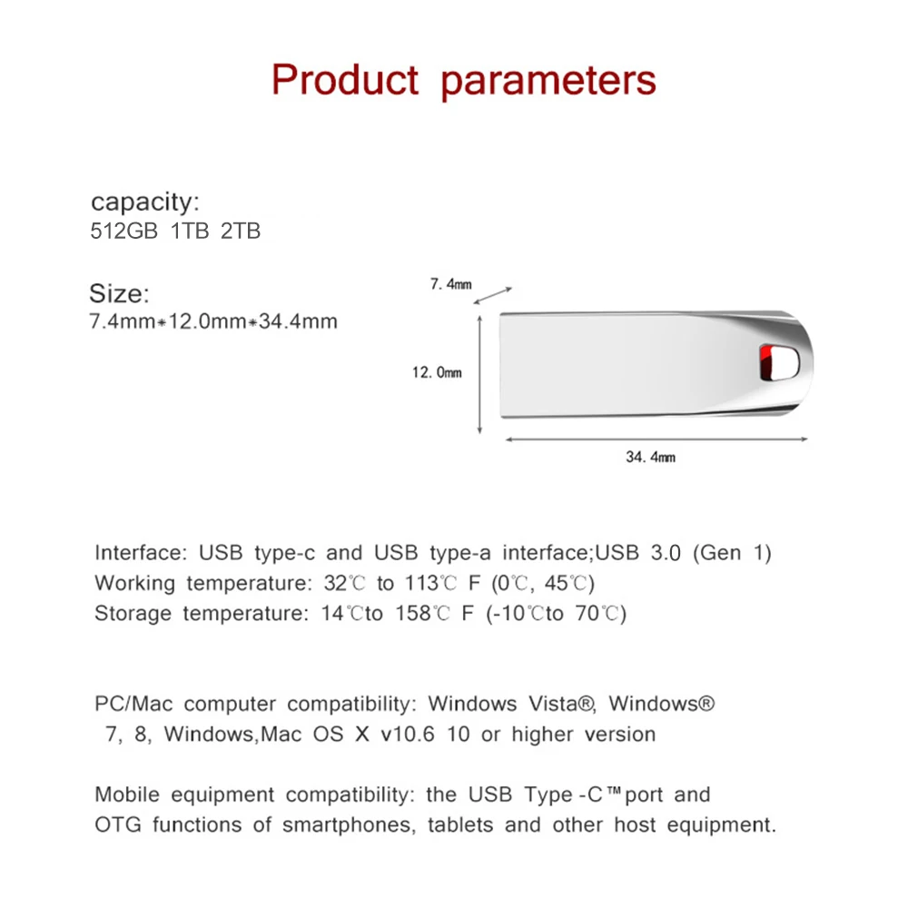 Super USB 3.0 2TB 128GB Haute Vitesse Pen Drive 1TB Cle USB Flash Drive 512GB Noir TYPE-C Pendrive Memoria USB Stick Portable SSD