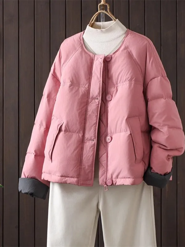 

Women's Stand Collar Bread Coat Autumn Winter New Faion Color Blo Loose down Cotton Casual Top Warm Thiened ort Sle...