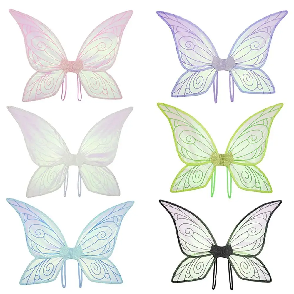 Disfraz de ala de hada elfo de princesa brillante, alas de Ángel coloridas para niña, accesorios de rendimiento, decoración para fiesta de cumpleaños