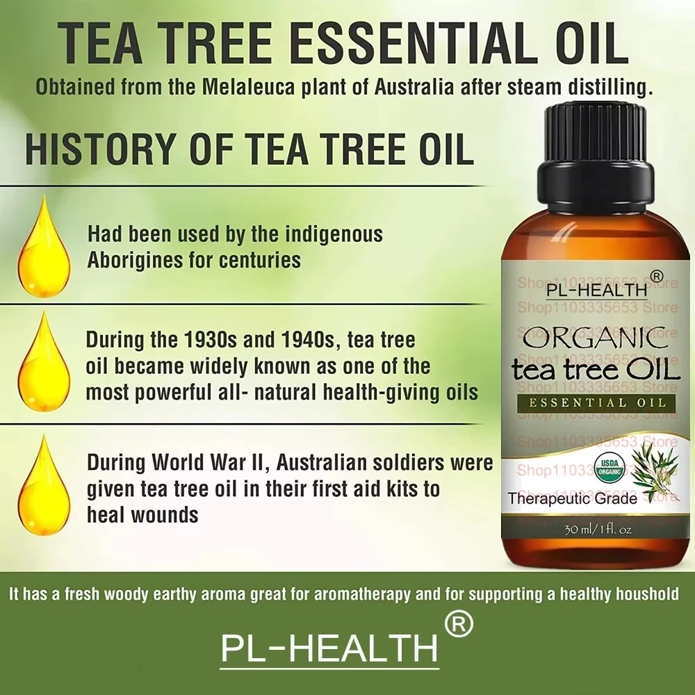 30ML Organic Tea Tree Oil - Pure Organic Certified Tea Tree Essential Oil, Hair, Skin and Scalp for Diffuser or Aromatherapy