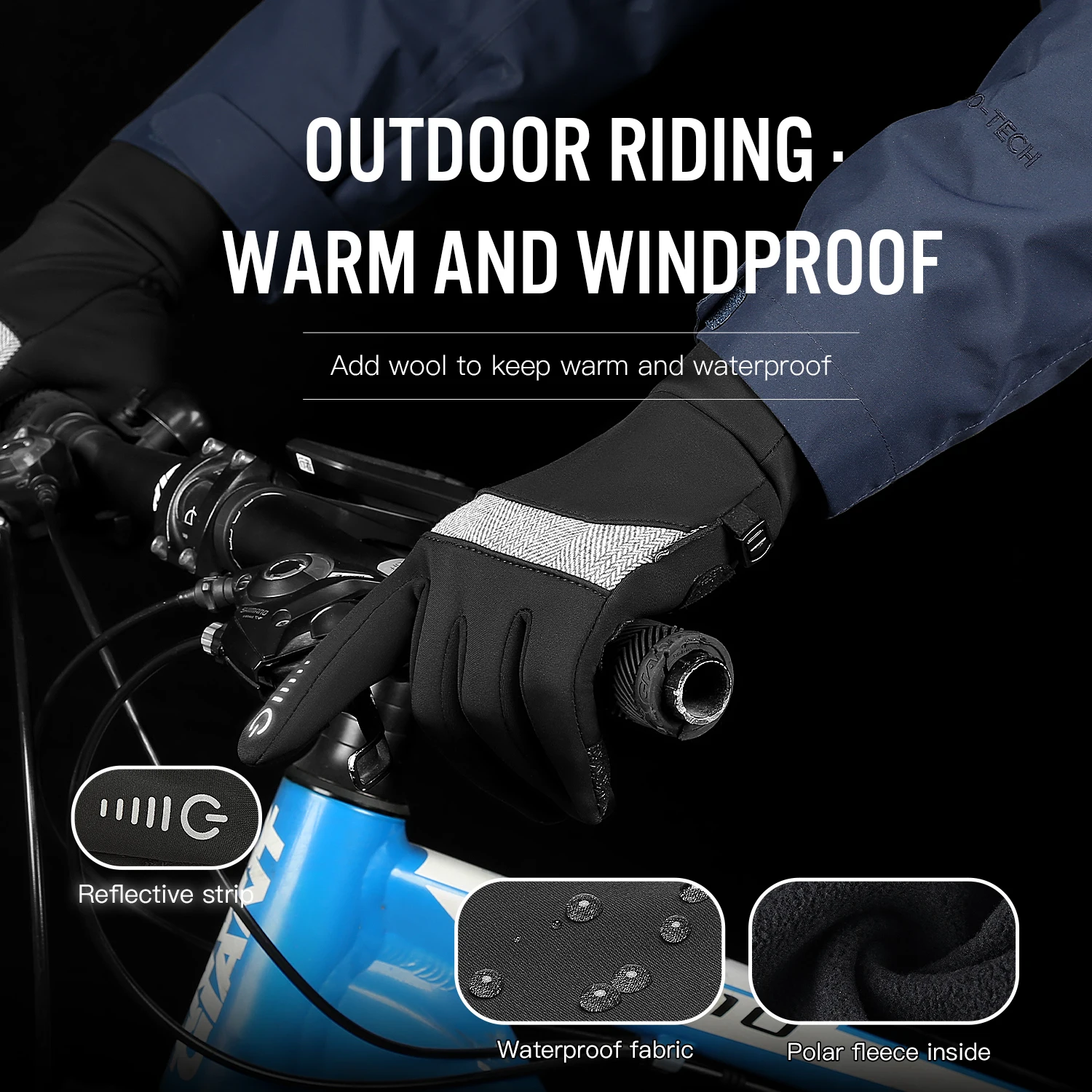 الرياضات الشتوية بالإضافة إلى قفازات مخملية دافئة للرجال والنساء شاشة تعمل باللمس تزلج ركوب الدراجات ركوب الدراجات قفازات خارجية مقاومة للبرد #2