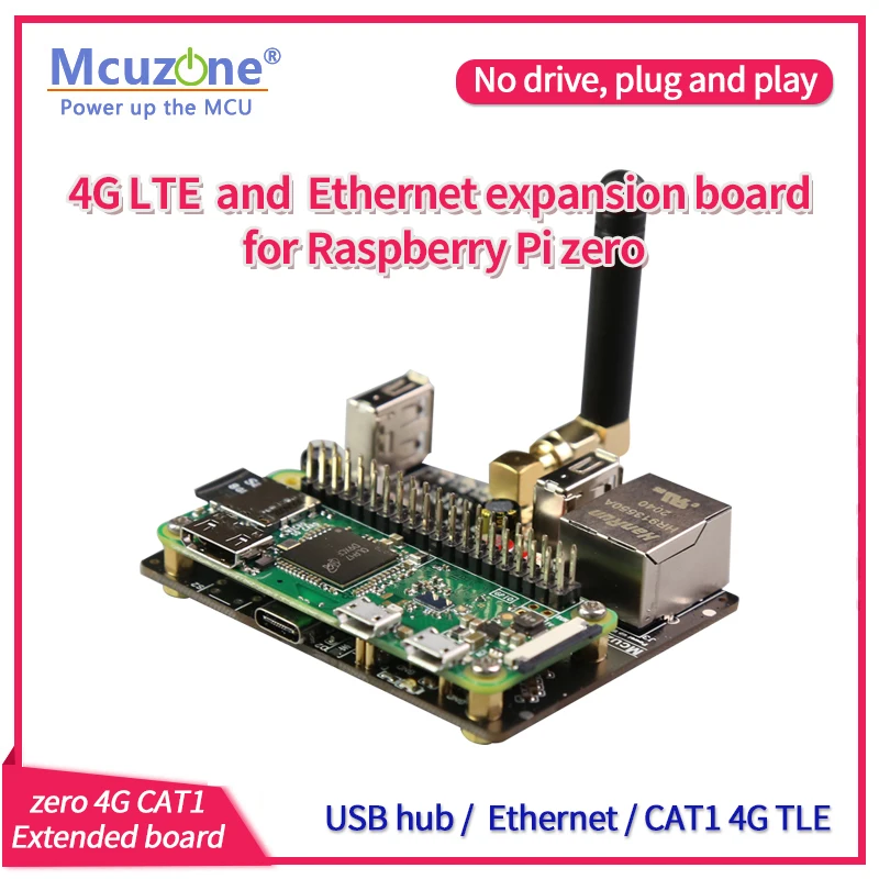 

4G LTE and 100Mbps Ethernet expansion board for Raspberry Pi zero zeroWH