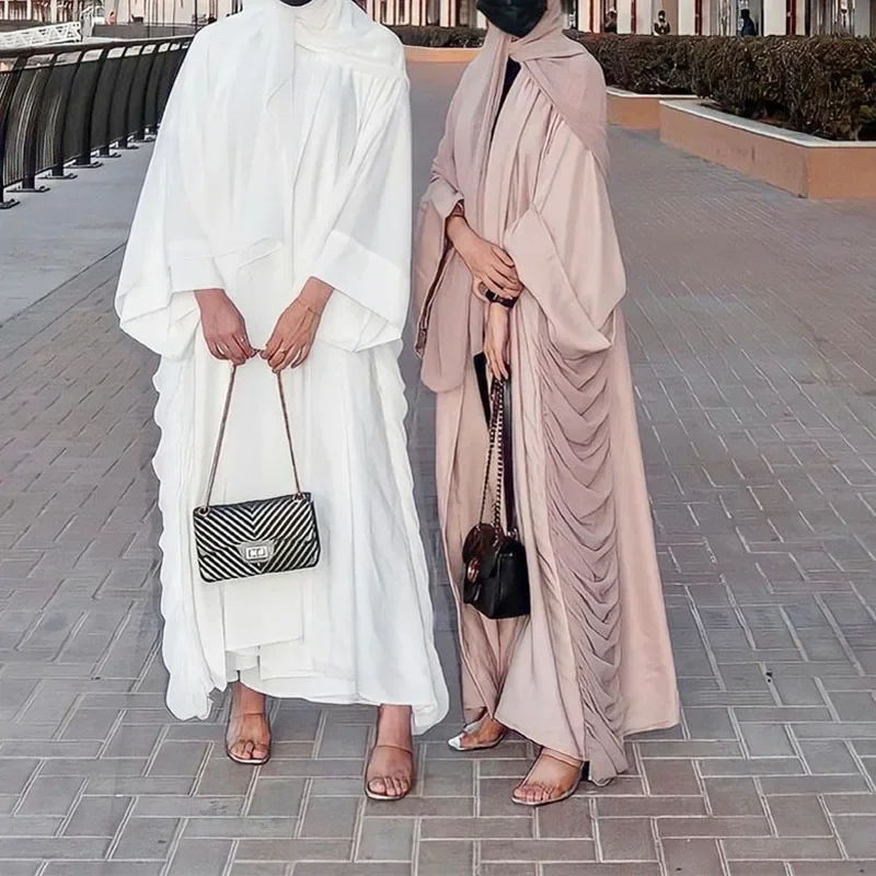 Eid Mubarak Ramadan Donne Musulmane Kimono Aperto Abaya Abito in Chiffon Dubai Caftano Turco Arabo Abito Abbigliamento Islamico Jalabiya Caftano