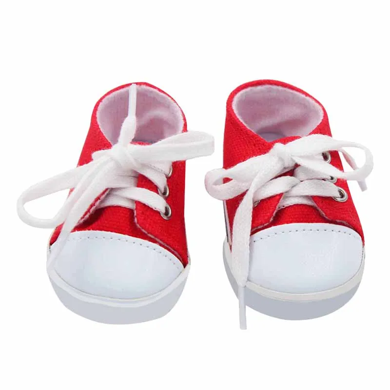 Zapatillas de lona con cordones para niña y niña, zapatos de moda para muñeca, accesorios para muñecas, cabeza redonda, 18 pulgadas